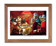 Dogs Playing Poker At Table #6 Wall Picture Honey Framed Art Print