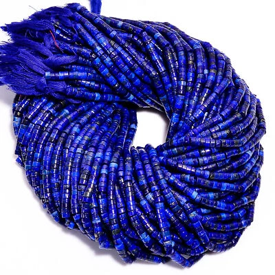 Natural Lapis Lazuli Gemstone Heishi Smooth Beads 4X2.5 mm Strand 12.5" GB655 - Image 1 of 3
