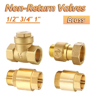 Brass Non-Return Valves Male Female Swing-Check Valves BSP 1/2" 3/4" 1" Inch  - Image 1 of 4