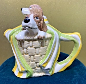 Seymour Mann Teekanne Beagle Hunde grün gelb handbemalt Welpen - Bild 1 von 22
