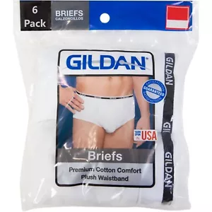 Slip Gildan da uomo bianchi 6PK premium cotone comfort con vita peluche - Foto 1 di 1