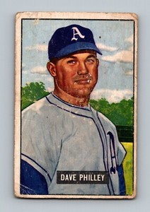 1951 Bowman #297 Dave Philley LOW GRADE Philadelphia Athletics Baseball Card