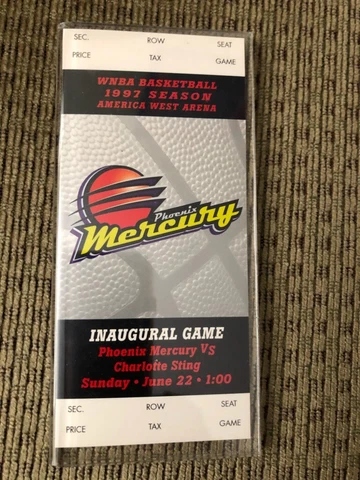 RARE Phoenix Mercury vs Charlotte Sting WNBA Inaugural Game Ticket 6/22/97 Cover