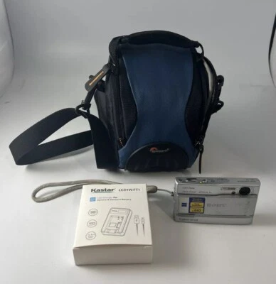 Câmera Digital Sony Cyber-Shot DSC-T9 6MP Prata com Carregador e Estojo de Transporte FUNCIONA - Imagem 1 de 4