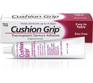 Cushion Grip Thermoplastic Denture Adhesive 28g (1oz) - Long-Lasting Waterproof - Picture 1 of 8