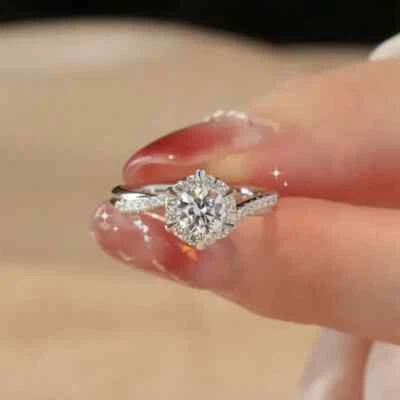 Anillos de mujer tendencia de boda de eternidad con brillante circonita cúbica temperamento ele Foto 1 de 4