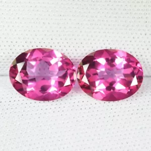 5.82 ct TOP GRADE PINK COLOR SPARKLING NATURAL MYSTIC TOPAZ OVAL PAIR See Vdo / - Picture 1 of 3