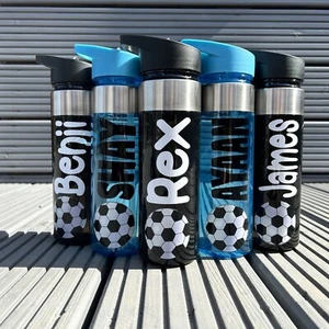 Kids Personalised Football Water Juice Bottle Back to School Gift Christmas - Picture 1 of 2