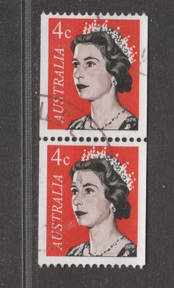 1966 AUSTRALIA 4c Coil Pair SG 405 VFU - Image 1 of 1