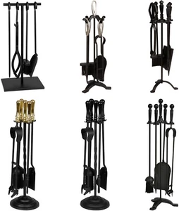 Kaminbegleiter Set Kamin Kohle Holzfeuer Brenner Eisen Werkzeuge schwarz 5 Stück - Bild 1 von 26