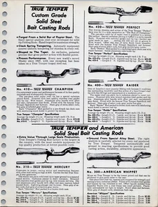 Cañas de fundición True Temper Bait 1950 anuncio impreso antiguo disriod de pesca - Imagen 1 de 4