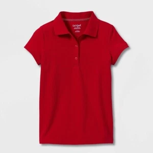 CAT & JACK New Girls' Uniform Polo Shirt -Color Red Size L 10/12 - FREE SHIPPING - Picture 1 of 1