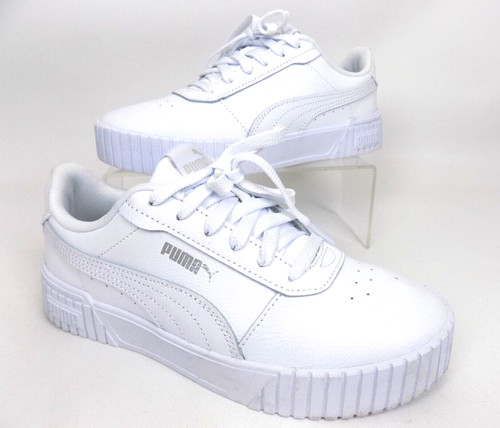 Scarpe da donna sneaker stringate casual PUMA Carina taglia 7 0 Med pelle bianca