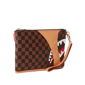 Sprayground Brown Checkered Clutch Unisex SmartPhone Purse Henny Pochette Bag - Picture 1 of 6