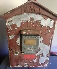 Antique GAMEWELL Red Fire Alarm Box NOT RESTORED with Key Newton Mass VIntage
