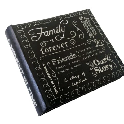 Álbum de fotos TYM Memories negro imitación cuero bordado costuras familiares amigos Foto 1 de 4