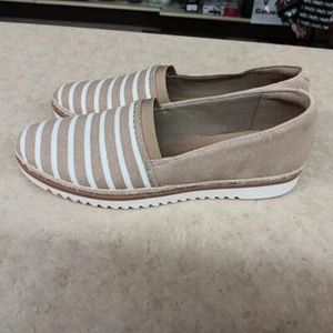 Clarks Collection Women's Espadrille Loafers Shoes Size 7.5 Leather Tan Striped - Picture 1 of 6