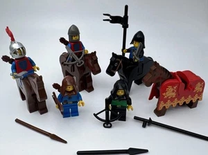 80s Vintage Minifigure LOT Lego Castle Knights Archers Brown Black Horses - Picture 1 of 10