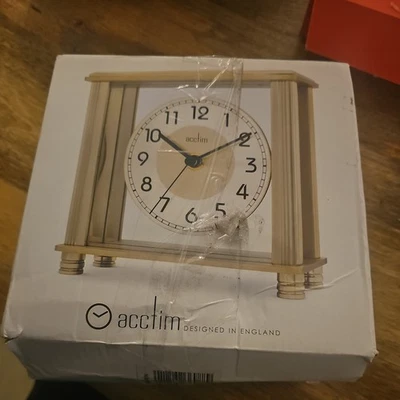 Acctim Brass Effect Quartz Battery Mantel Clock with Clear Face Hampden 36988 - Image 1 of 4