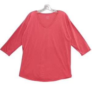 Pure Jill Top aus Pimabaumwolle mit geschwungenem Saum Gr. L V-Ausschnitt 3/4 Arm - Bild 1 von 6