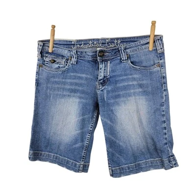 Bermudas vaqueras industriales de algodón talla junior 9 34" cintura envejecida Y2K Foto 1 de 4