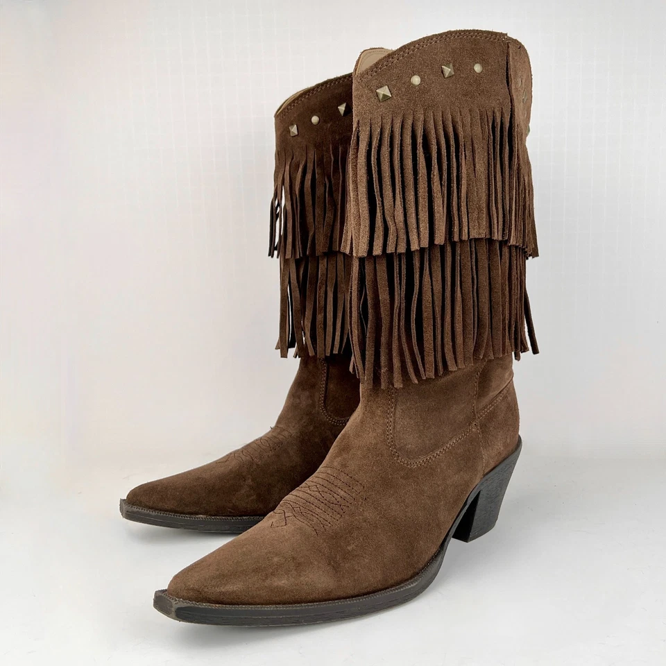 Botas Roper Short Stuff de gamuza con flecos para mujer talla 8,5 marrón 11" precio de venta sugerido por el fabricante 108 USD Foto 1 de 4