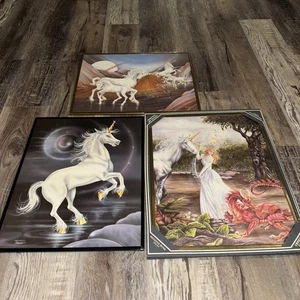 3 Vintage 1 “Sealed” Mythical Unicorn 2 20”x16” 1 16”x20” Art BY GINA FERRARO - Picture 1 of 5