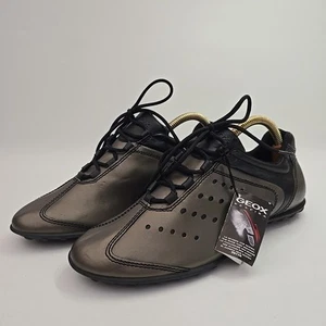 GEOX RESPIRA Allenamento Pelle Verniciata Bronzo Metallizzato Nero Taglia 7 UK EU40 - Foto 1 di 19