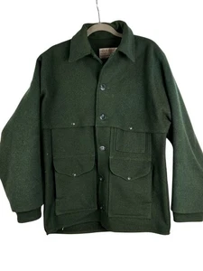 Vintage Filson Single Mackinaw Cruiser Jacket Size Large Green 100% Virgin Wool - Picture 1 of 20