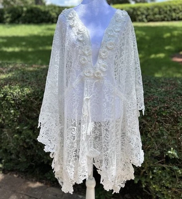 Antica Sartoria 2024 White Lace Knitted Kaftan Mumu Gorgeous NWT O/S - Image 1 of 4