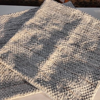 Surya NEW Tapestry Square Pillow Cover Set HandWoven Bluish, Gray, Tan Zip Close - Image 1 of 4