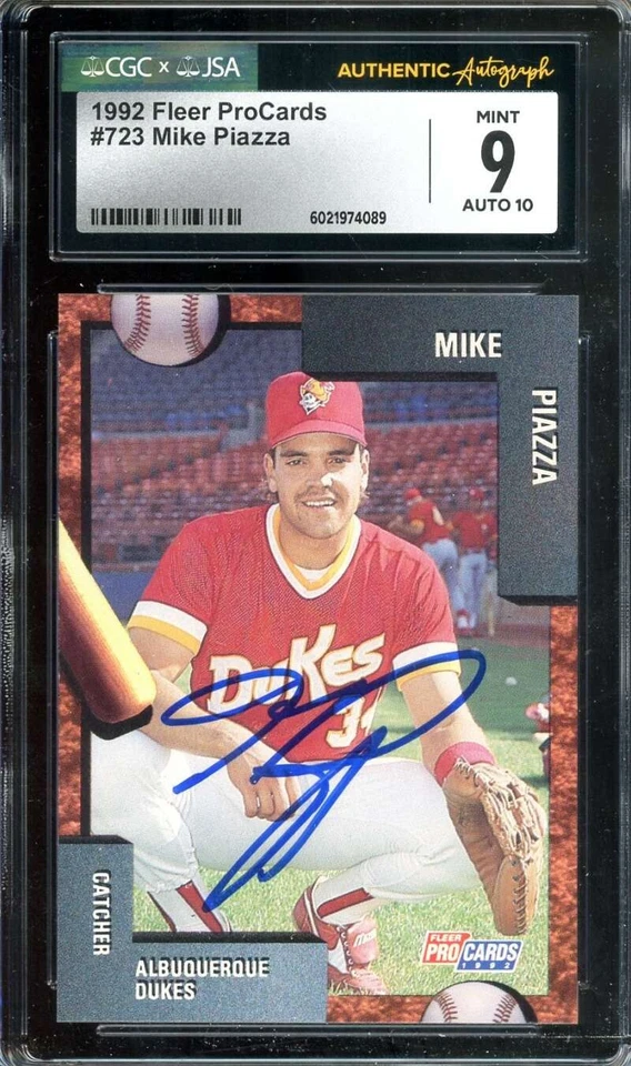 Mike Piazza Gem Mint 10 JSA CGC Coa Signed 1992 Fleer ProCards Autograph - Image 1 of 1