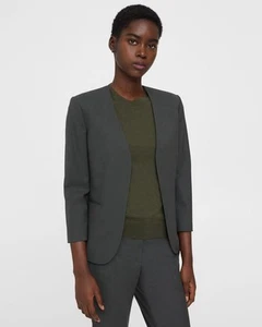 Theory Blazer Jacket Womens 4 Green Lindrayia B Admiral Crepe Buttonless - Picture 1 of 12