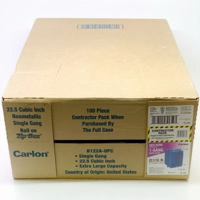 QTY 100 Carlon 1-Gang 22 cu. in. PVC New Work Electrical Switch and Outlet Box - Image 1 of 4