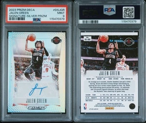 Jalen Green 2023-24 Prizm Deca autógrafo plateado Prizm Houston RocketS PSA 9 - Imagen 1 de 1