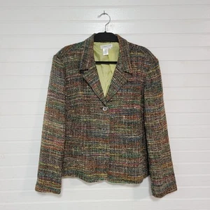 Coldwater Creek Womens Silk Blend Blazer Jacket Size XXL Tweed Knit Preppy Top - Picture 1 of 7