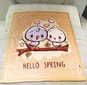 800 GSM Warm Soft Mink Baby Size 110cm*140cm Blanket Double Layer Throw Bird - Picture 1 of 1
