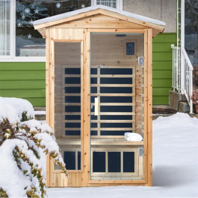 Two Person Far Infrared Old Fir Outdoor Sauna Room Bluedtooth Solid Waterproof - Image 1 of 4