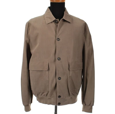 Chaqueta de cuero de gamuza delantera con botones Luciano Barbera nueva con etiquetas talla 56 (46 EE. UU.) en marrón Foto 1 de 4