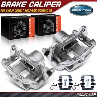Pair Front Brake Caliper w/ Bracket for Chevrolet Cobalt 2007-2010 Pontiac G5 - Image 1 of 4