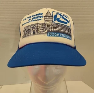 Vintage Folsom Gefängnismütze Johnny Cash Druckknopflasche Trucker Baseballmütze Kappe weiß  - Bild 1 von 8
