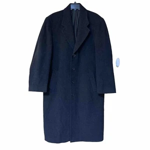 Perry Ellis Overcoat Men 42R Black Wool Cashmere Blend - Picture 1 of 13