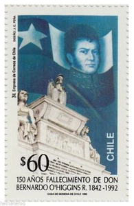 Chile 1992 #1588 150 años Fallecimiento Don Bernardo O´Higgins MNH - Picture 1 of 1