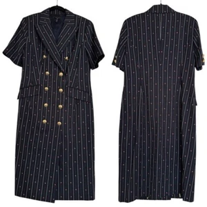 Escada Pinstripe Blazer Dress Navy Size 40 US Medium - Picture 1 of 13