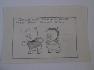 Warner Bros. 1939 Porky Pig and Petunia Storyboard Dibujo Vecinos Traviesos cel - Imagen 1 de 2