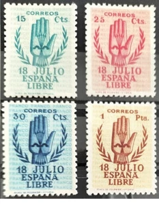 Edifil 851 854 SIN FIJASELLOS  España 1938 Alzamiento Nacional Serie Completa - Imagen 1 de 2