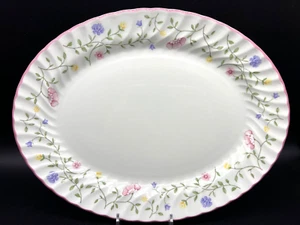 1990s Johnson Brothers Summer Chintz 13-1/2" Oval Serving Platter Pink Trim - Picture 1 of 6