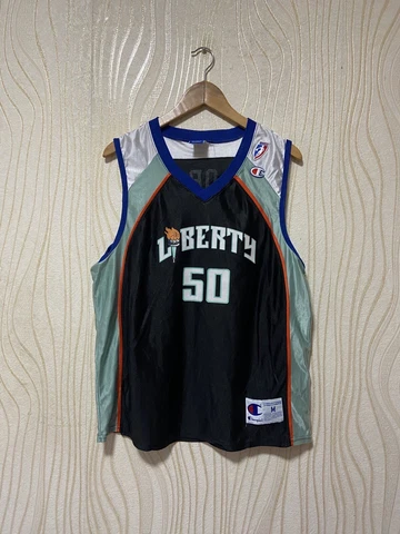 NEW YORK LIBERTY BASKETBALL SHIRT JERSEY CHAMPION sz M WOMEN#50 REBECCA LOBO Cover
