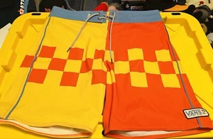 Men's Vans Catacombs Board Shorts Trunks Orange Yellow Size 34 Checkerboard - Picture 1 of 9