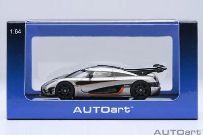 KOENIGSEGG ONE:1 MOON GRAY & CARBON BLACK ORANGE ACCENTS 1:64 AUTOART 20042 NEW - Image 1 of 4